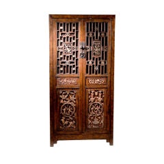 Antique Chinese Book Cabinet with Carving