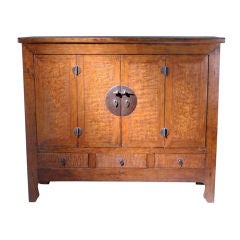 Antique Chinese Cabinet with four Burl Doors