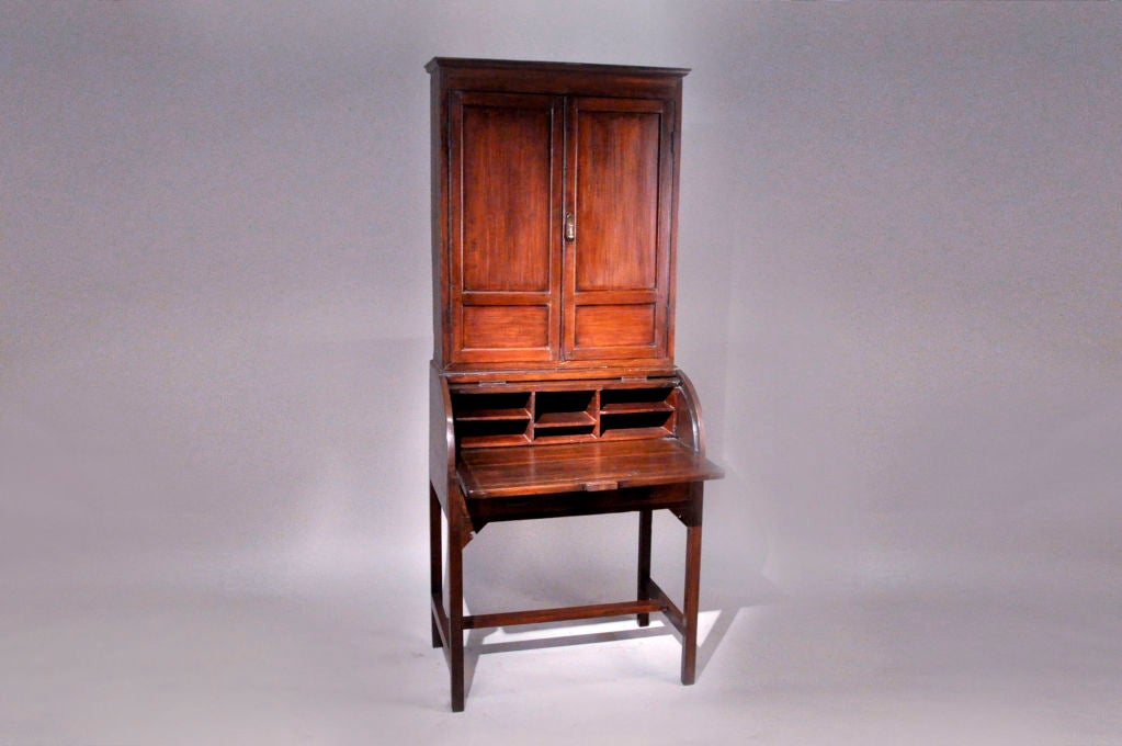 British Colonial Secretary Desk with Roll Top