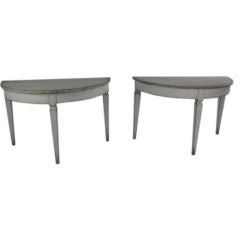 Pair of Painted Swedish Demi Lune Console Tables