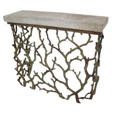 Cast Iron Faux Coral Console with Limestone Top