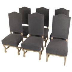 Set of 6 19th Century Os De Mouton Slipcovered Dining Chairs