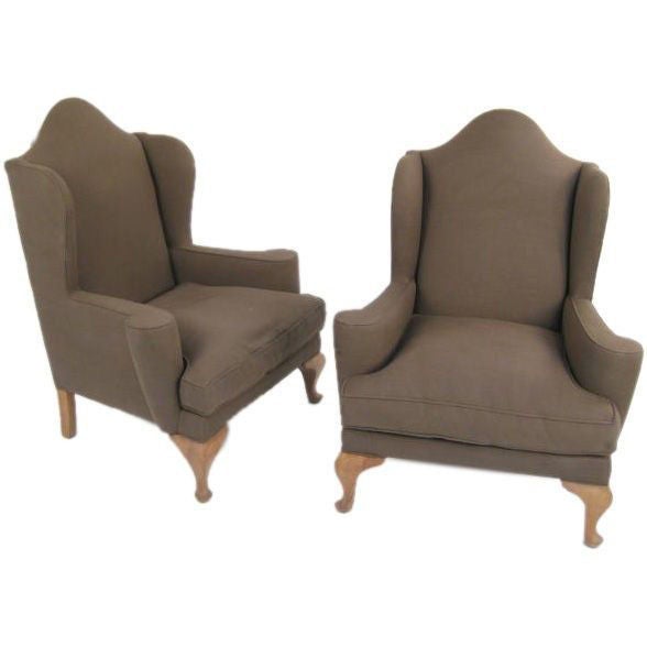 Large Scale Pair of Italian Wing Chairs