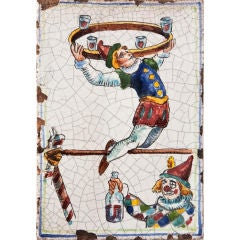 Set of 14 Catalan Tiles w/ Colorful Acrobats & Clowns
