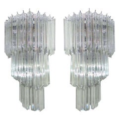 Pair of Camer Venini Prism Crystal Sconces