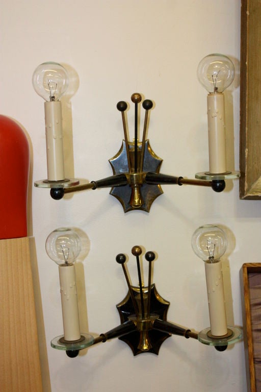 French Pair of Sconces by Maison Jansen For Sale