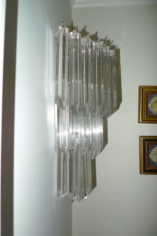 Pair of Camer Venini Prism Crystal Sconces at 1stdibs