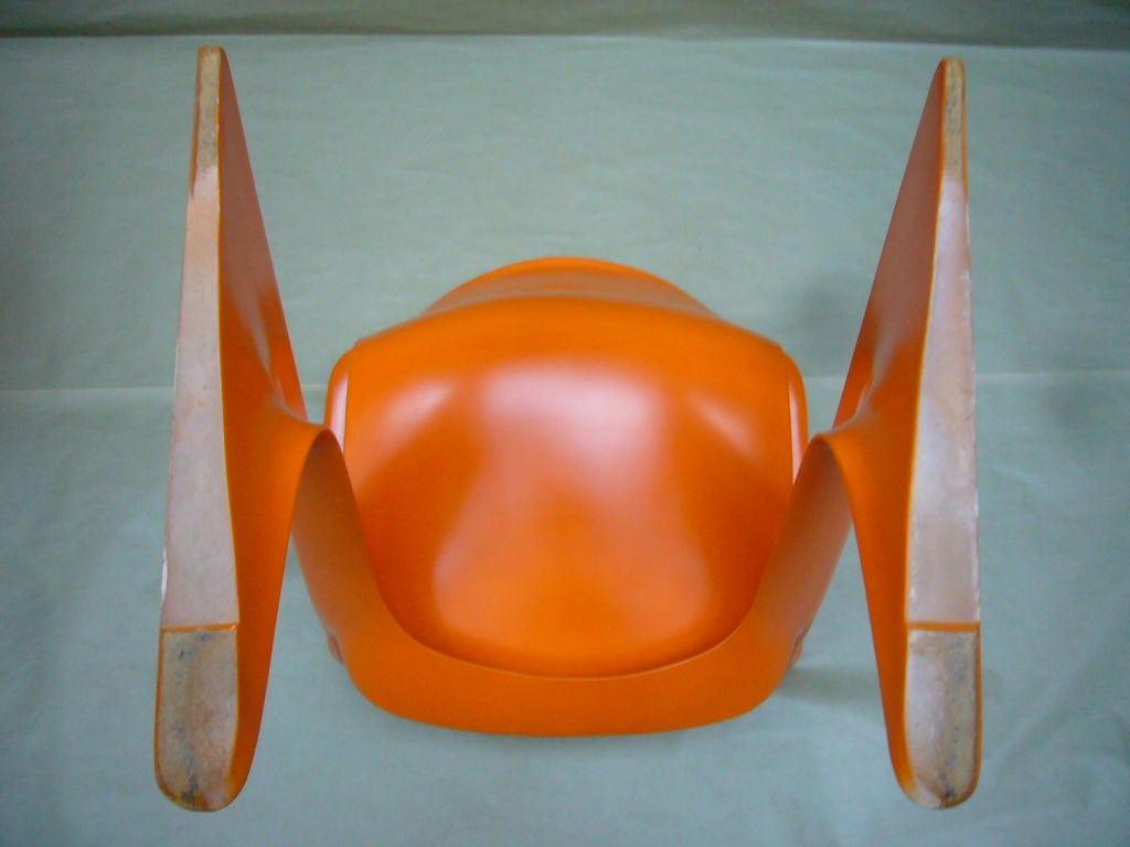 Pair of Orange 'Kangaroo' Arm Chairs by Ernst Moeckl 2