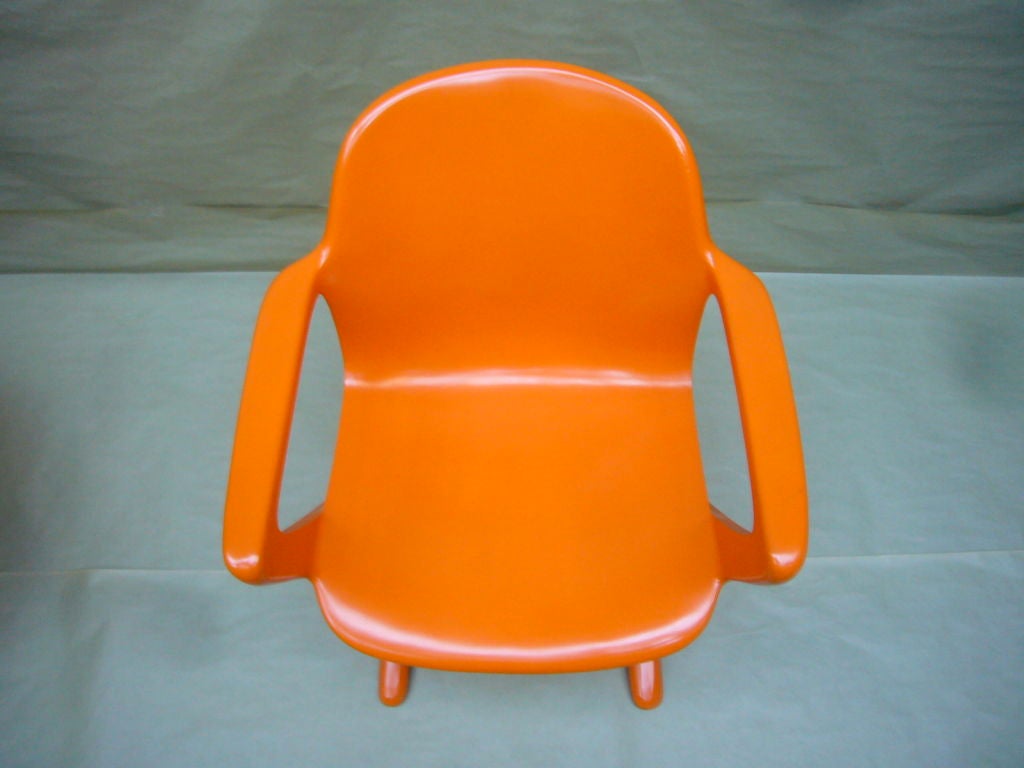 Pair of Orange 'Kangaroo' Arm Chairs by Ernst Moeckl 4