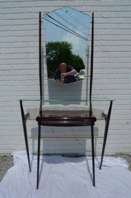 1950s Italian Hall Console with Mirror Attributed to Ico Parisi In Excellent Condition In Hanover, MA