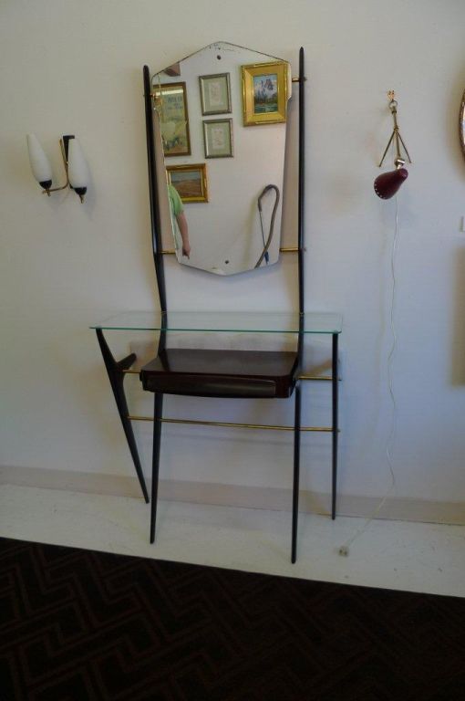 1950s Italian Hall Console with Mirror Attributed to Ico Parisi 1