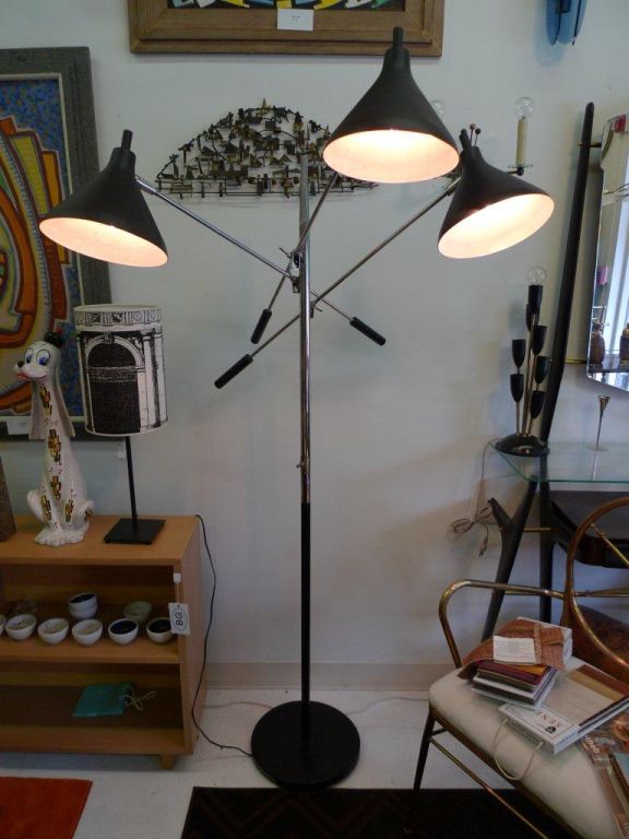 Italian Mid-Century 3-Arm Articulating Triennale Style Floor Lamp