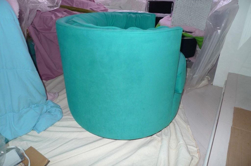 American Swivel Tub Chairs in Turquoise Ultra Suede