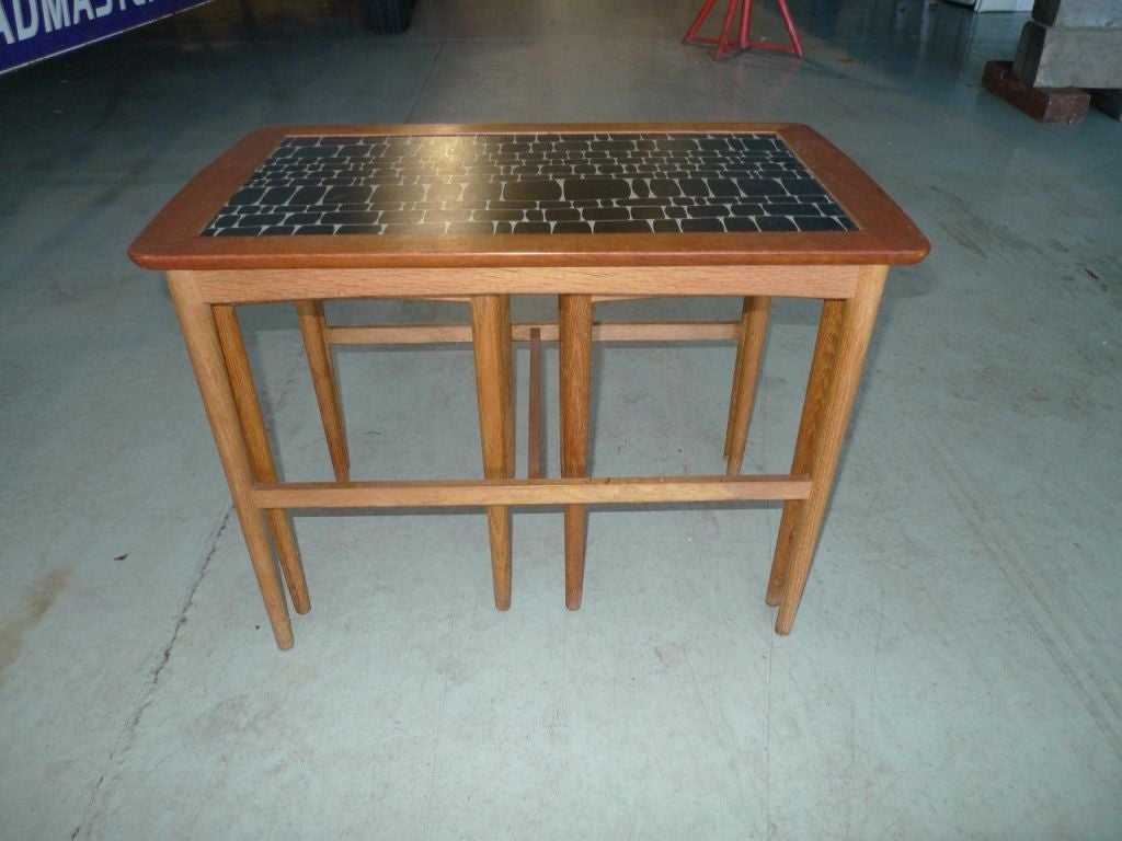 Mid-Century Modern Arne Wahl Iversen for Ingemann Hansen Set of Nesting Tables For Sale