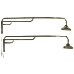 Pair of Extra Long Craft Made Industrial Chrome Swing Sconces