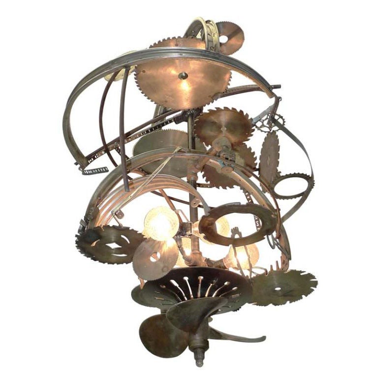 "Mad Max" Industrial Sculpture Giant Orb Chandelier