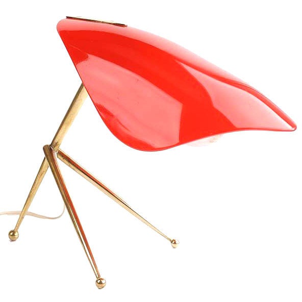 Tripod Lamp with Articulating Red Plexi Reflector