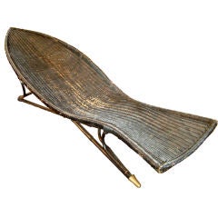 Vintage Sculptural Painted Wicker Fish Chaise