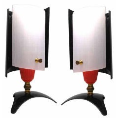 Pair of 1950's Petite French Plexi Boudoir Lamps 11
