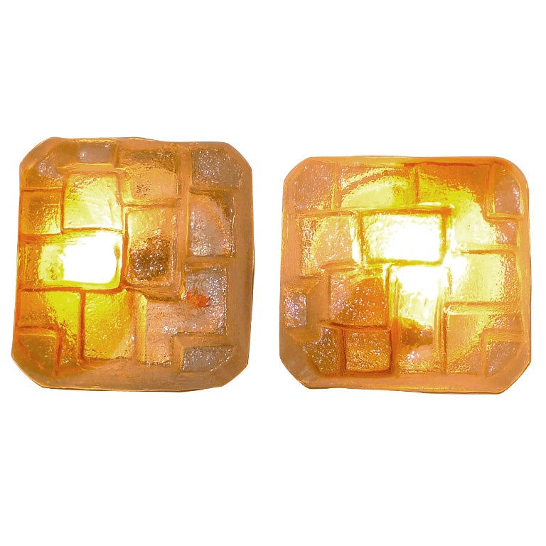 Mazzega Murano Textured Glass Ceiling or Wall-Mounted Lights For Sale