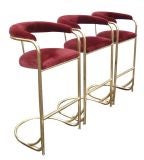 Set of 3 Vintage Brass Bar Stools by Shelby WIlliams