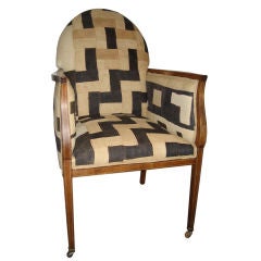 Antique Fabulous Italian Armchair Upholstered with African Cloth