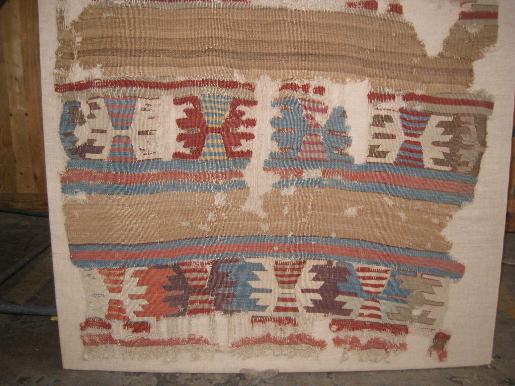 Early 18th Century Mounted Kilim Rug Fragment In Good Condition In Chicago, IL