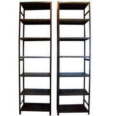 Pair of Vintage Banque Francaise Steel Shelves
