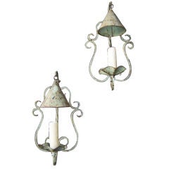 Antique Pair of French Tole Sconces