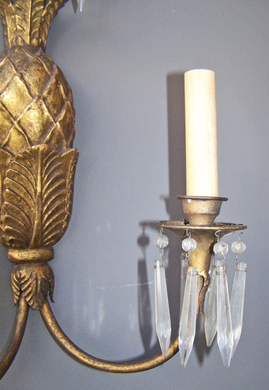 Wood Set of Four Pineapple Sconces