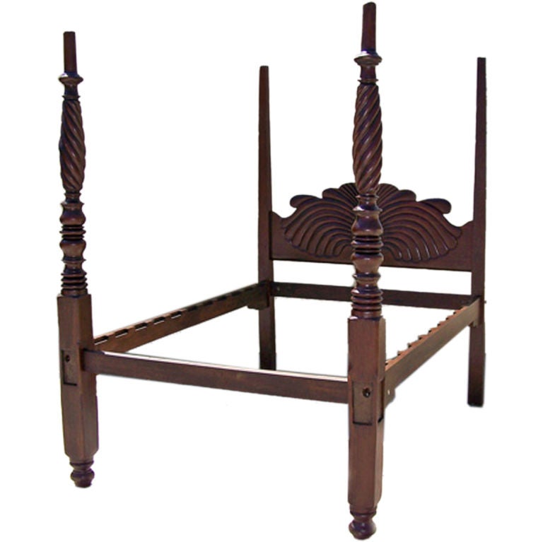 Early 19th C West Indies Mahogany Four Poster Bed