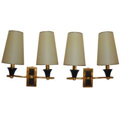 Pair of  Two Arm Bronze Sconces by Genet et Michon