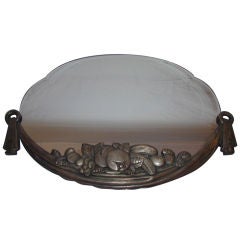 Antique Art Deco Oval Mirror