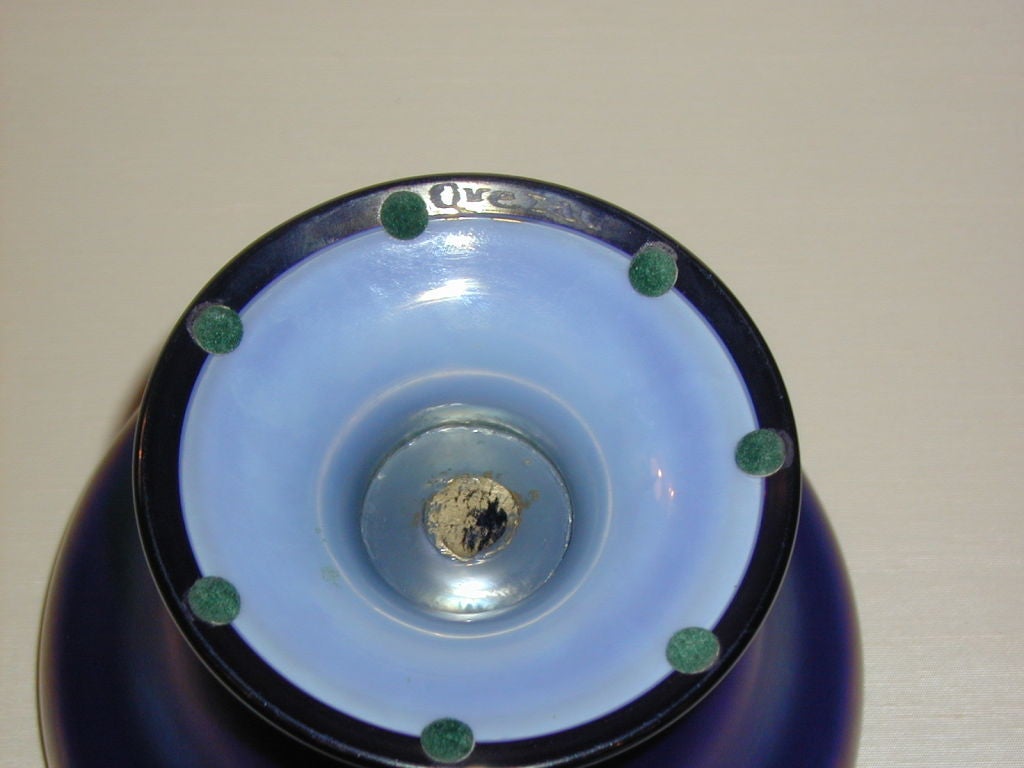 Quezal Iridescent Cobalt Compote