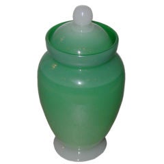 Steven and Williams Jade Glass Covered Urn