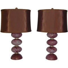 Pair of Murano Salmon Handblown Lamps