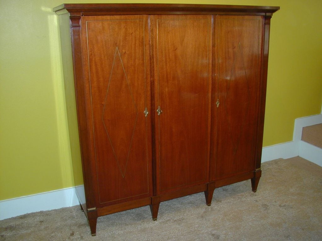 Cherry Tripartite Brass Inlaid Cabinet