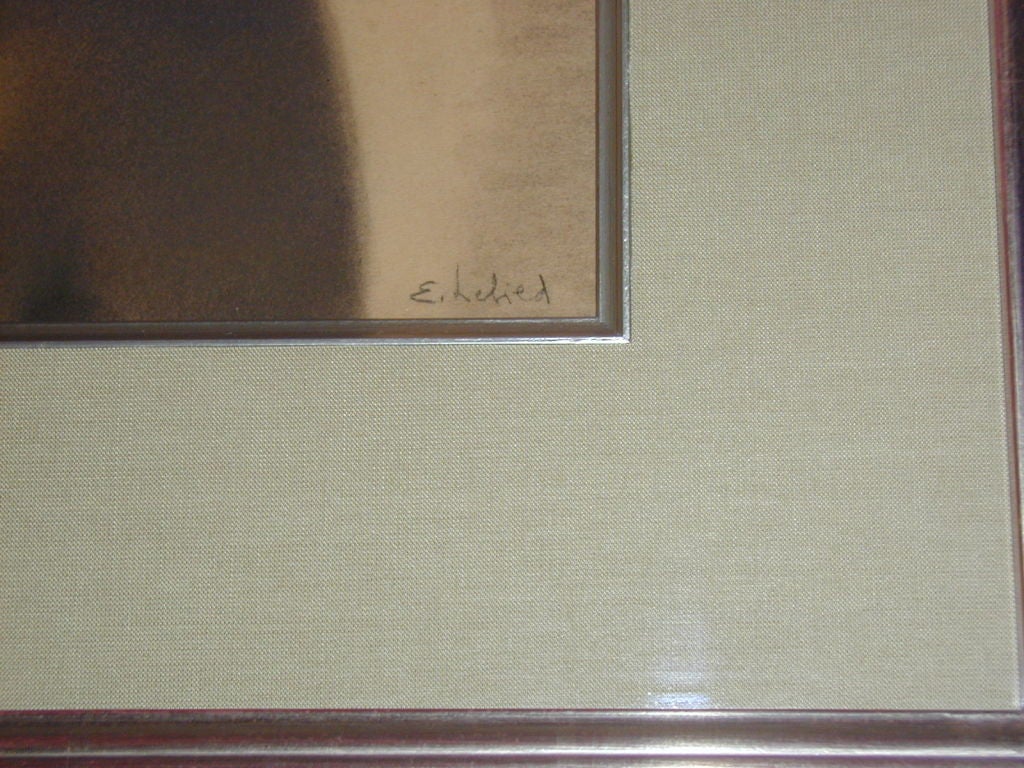 Pastel Drawing on Prepared Brown Paper by a Russian Artist Who Lived in Belgium and Executed Drawing While Visiting the Belgium Congo.  Gold and Wood Multi-Ogee Frame with a Linen Mat and Gold Filet Surrounding the Image. (Measurements are Framed