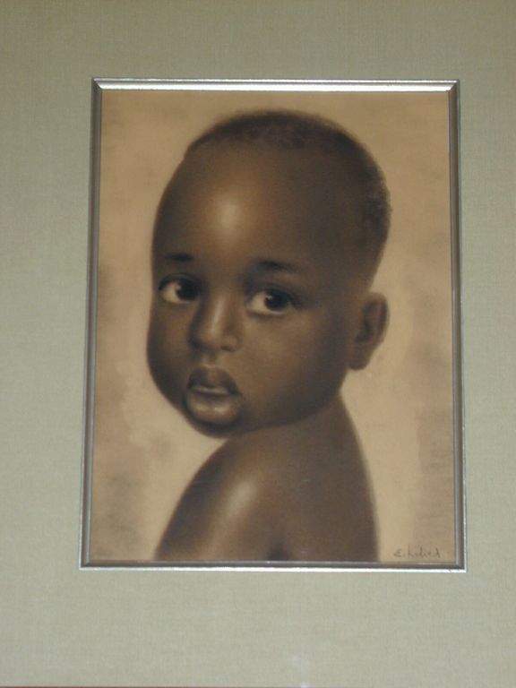 Pastel Drawing of African Boy by E. Libiet In Good Condition For Sale In Charleston, SC