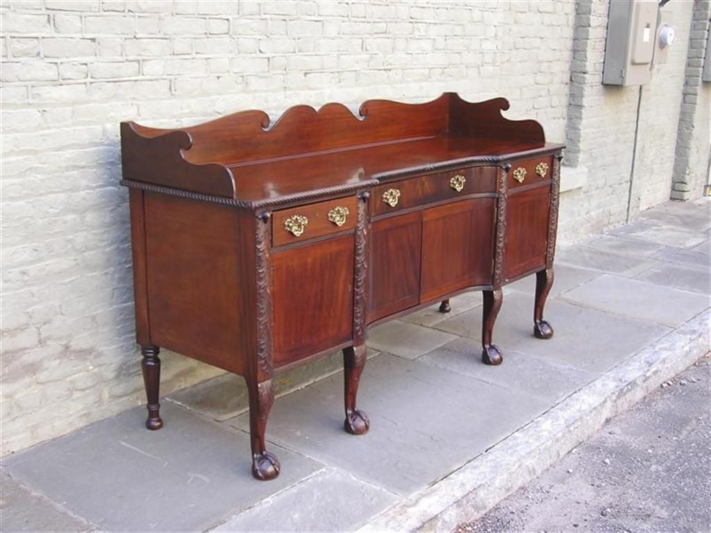 Empire Irish Cuban Mahogany Acanthus Carved Sideboard.  Circa 1840 For Sale