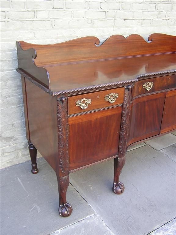 Cast Irish Cuban Mahogany Acanthus Carved Sideboard.  Circa 1840 For Sale