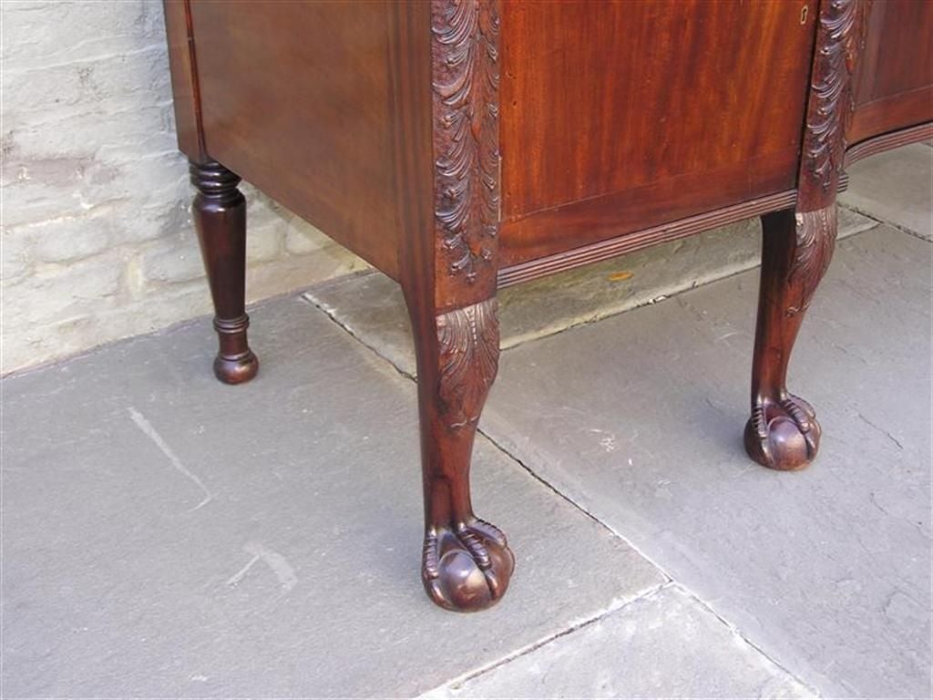 Irish Cuban Mahogany Acanthus Carved Sideboard.  Circa 1840 In Excellent Condition For Sale In Hollywood, SC