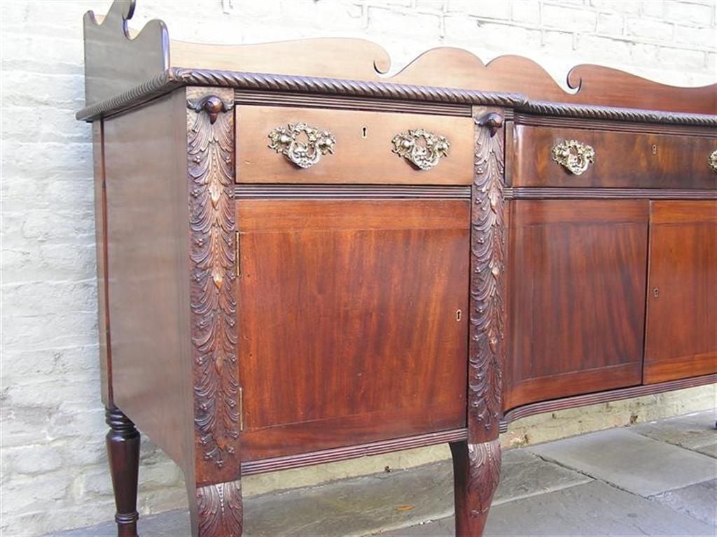 Mid-19th Century Irish Cuban Mahogany Acanthus Carved Sideboard.  Circa 1840 For Sale