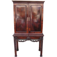 Antique English Chippendale Mahogany Carved Floral Desk With Bookcase.  Circa 1770