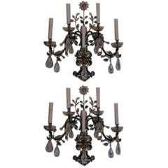 Antique Pair of Venetian sconces with rock crystal