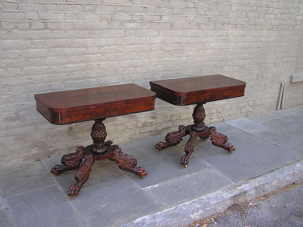 Pair of American Mahogany Game Tables
