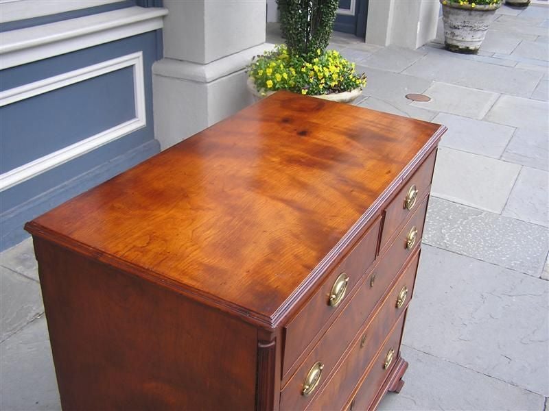 Hand-Carved American Cherry Chest of Drawers with Flanking Fluted Quarter Columns, VA C 1780 For Sale