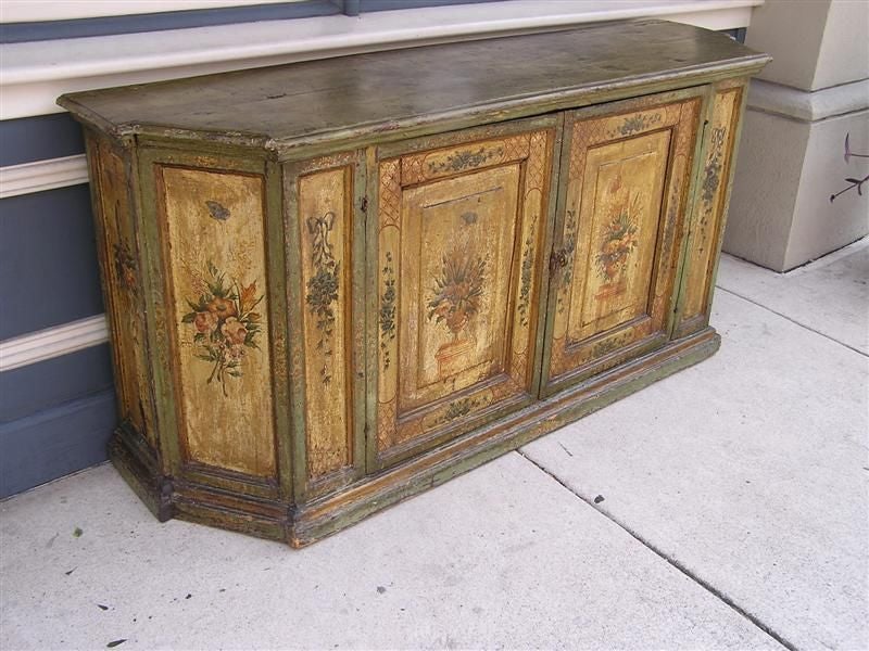 Louis XVI French Faux Painted Foliage Console. Circa 1790 For Sale