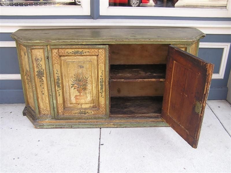 Hand-Carved French Faux Painted Foliage Console. Circa 1790 For Sale