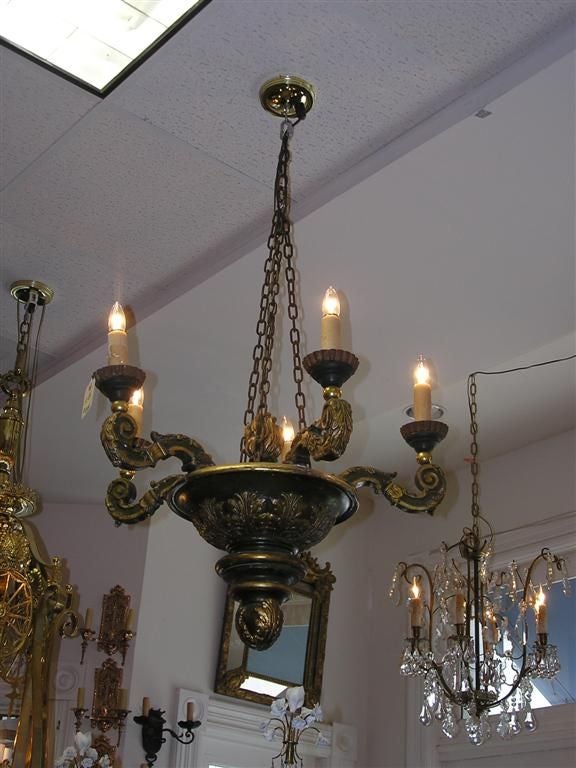 Italian Carved Wood Chandelier For Sale 5